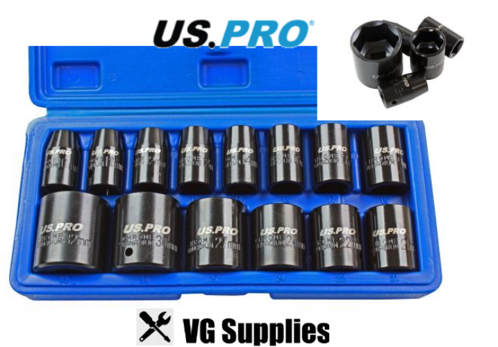 US PRO 14PC 1/2" DR SHALLOW IMPACT SOCKETS METRIC 1679