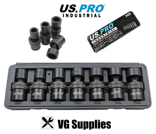 US PRO 7PC 1/2" DR SWIVEL IMPACT SHALLOW SOCKETS 3429