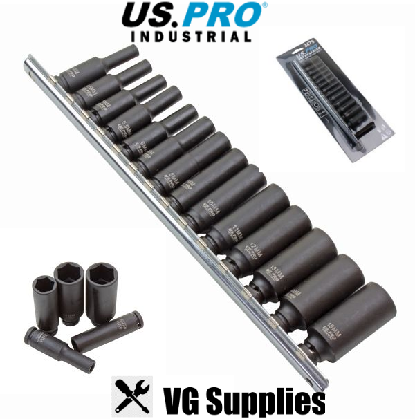 US PRO 14PC 1/4" DR 6 PT DEEP IMPACT SOCKETS 3479